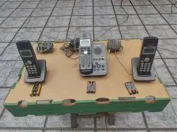 Kit Panasonic com 3 aparelhos telefônicos e central digital com secretária eletronica