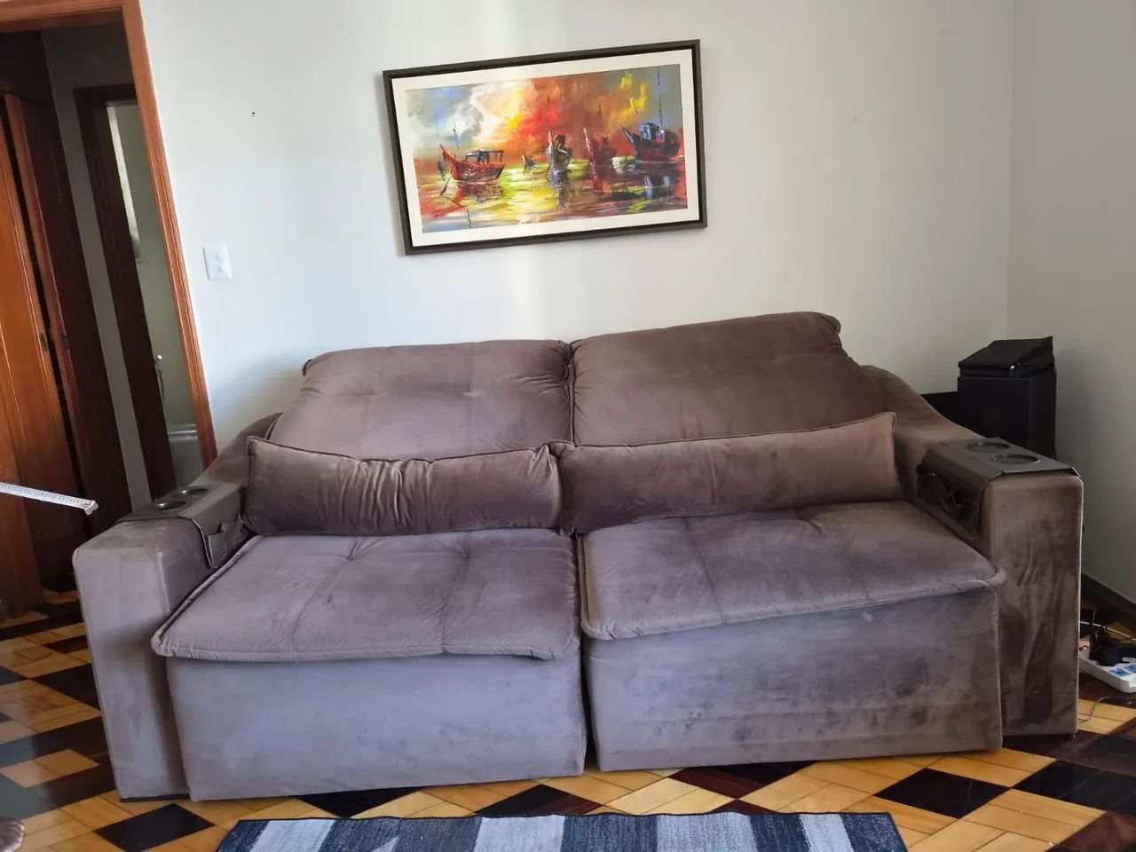 Sofá retrátil e reclináveis de 2 lugares/módulos largos suede - Foto 5