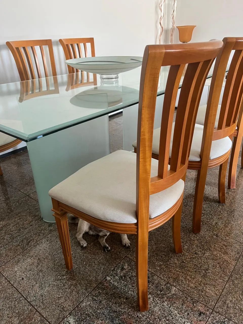 Mesa de Jantar de Vidro com 6 Cadeiras - Excelente Estado - Foto 3