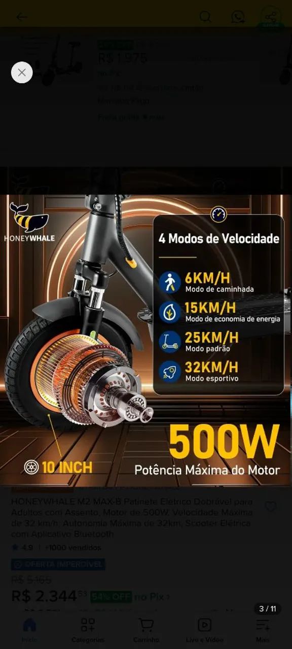  PATINETE ELÉTRICO COMPLETO NOVO - Foto 2