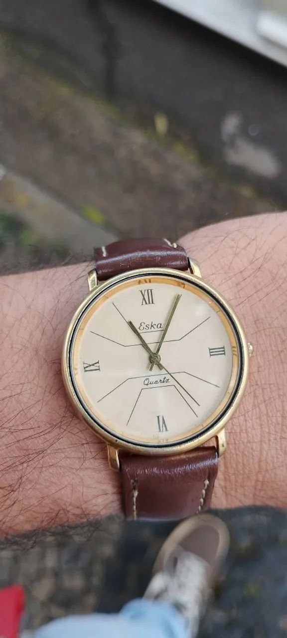 Relógio Eska Quartz anos 70/80 banho de ouro