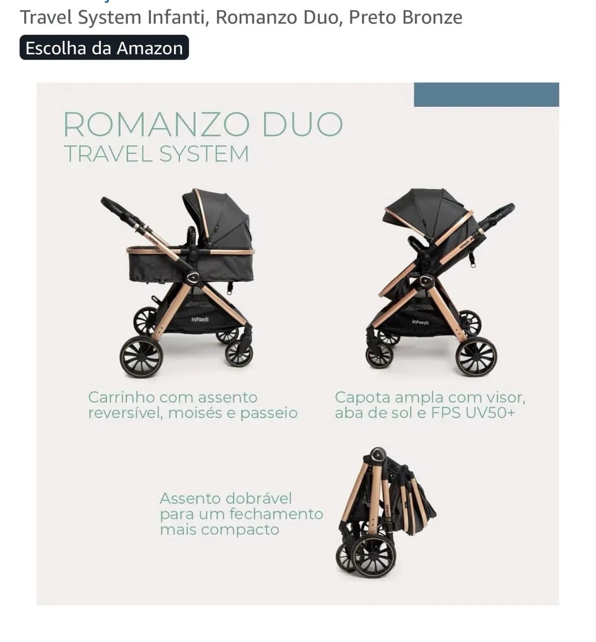 Vendo carrinho de bebê Romanzo novo - Foto 3