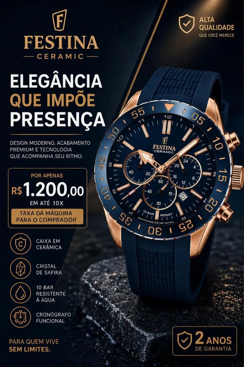 Relógio festina Ceramic novo sem uso 