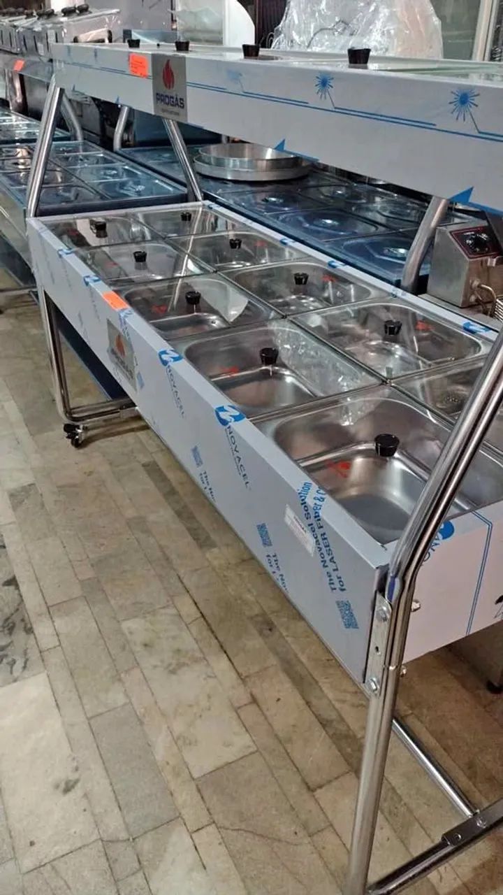 BUFFET TERMICO COM 10 CUBAS QUENTES E 5 NATURAL PROGAS - NOVO