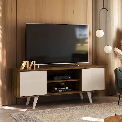 Rack Madetec Lisboa 136cm Suporta TV de 55 Polegadas - Off White/Savana - Foto 2