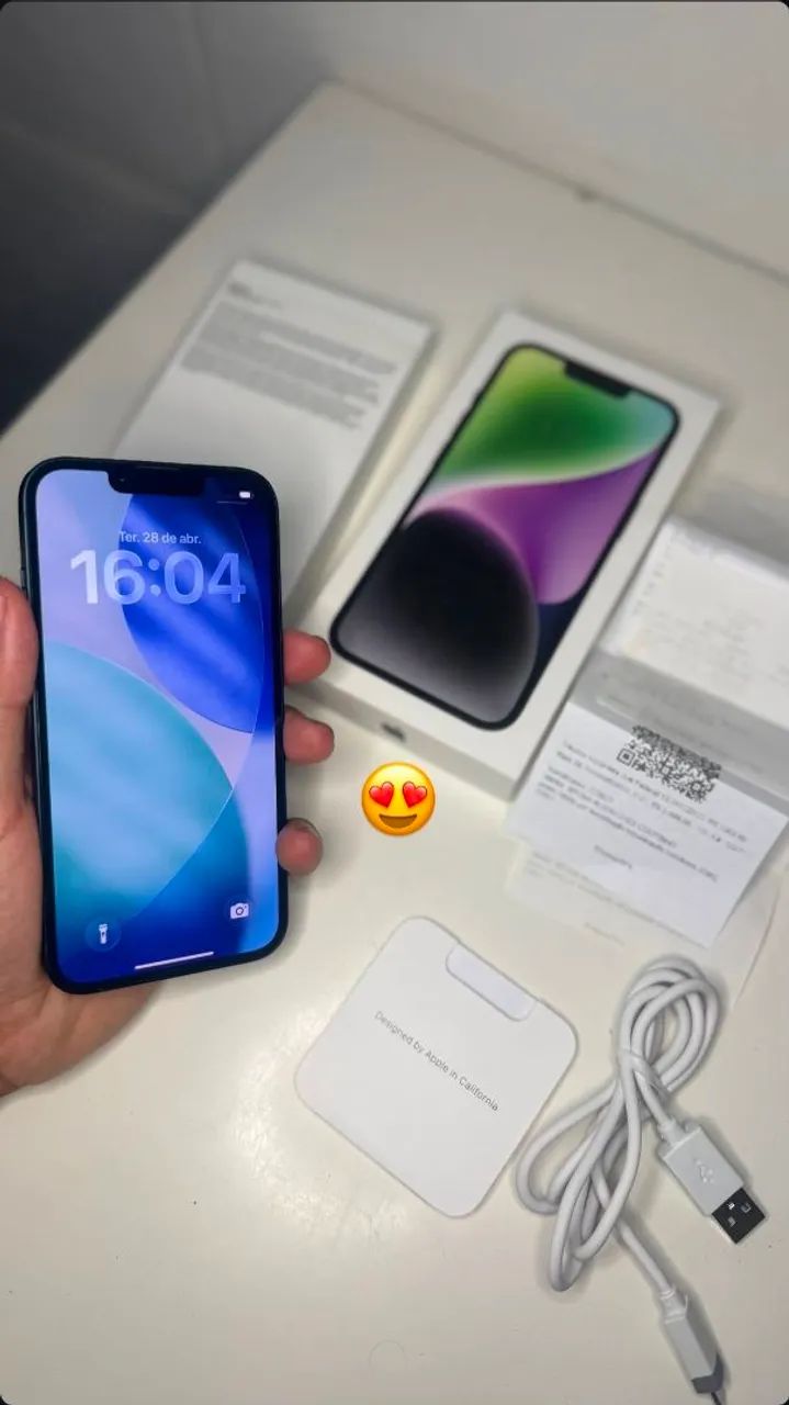 iPhone 14 Midnight 256GB Completo com Nota e Caixa - Celulares e