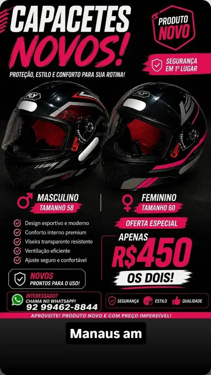 Vende-se capacetes para moto NOVOS