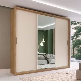 Guarda Roupa 100% MDF 3P Com Espelho - (Entregamos)!