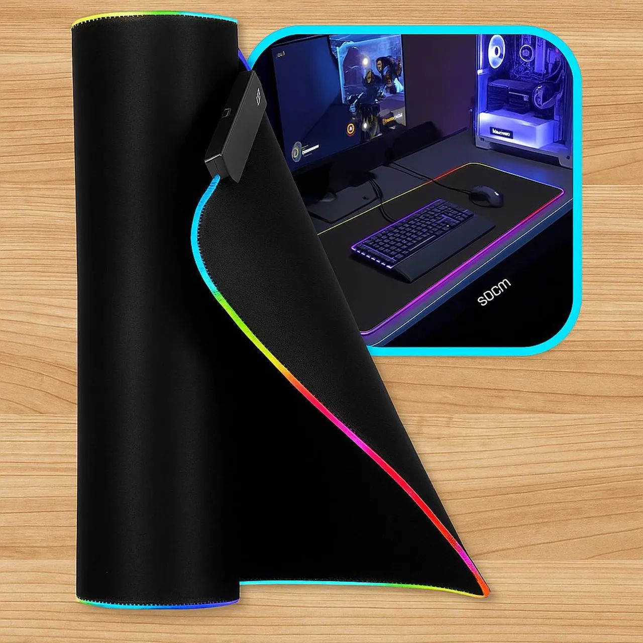 Mousepad 30x80cm RGB Antiderrapante  - Foto 2