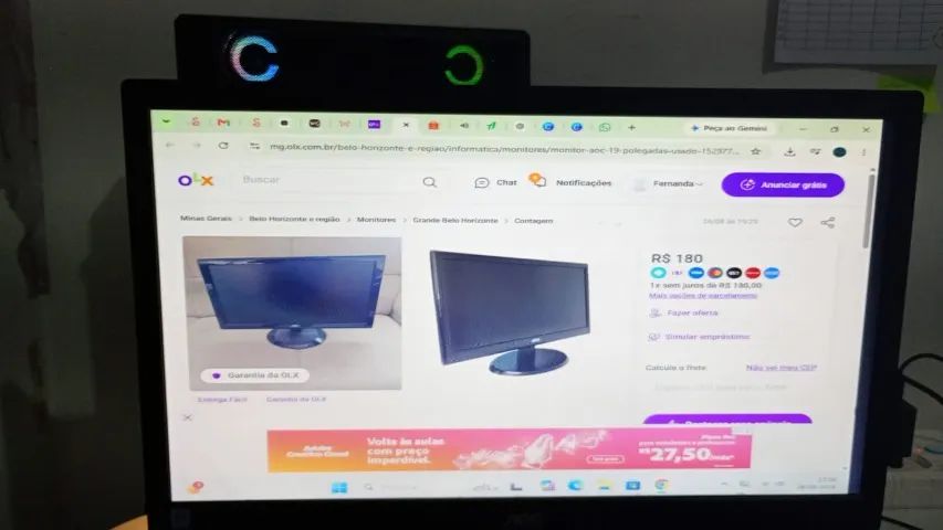 MONITOR AOC 19 POLEGADAS - USADO ENTRADA VGA - Foto 3