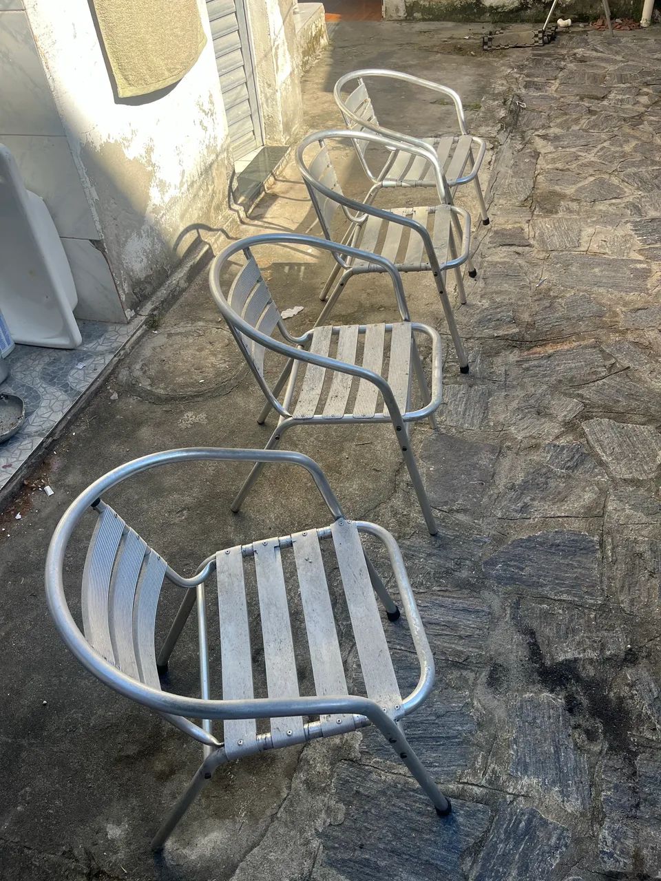 5 Cadeiras de terraço em alumínio inox - Foto 4