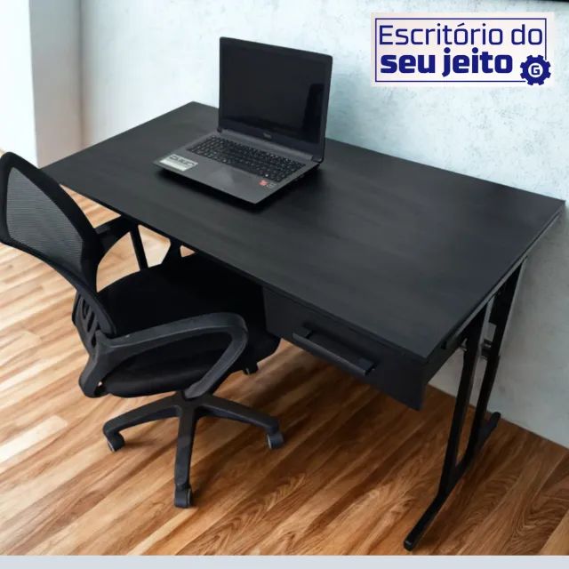 Mesa de Escritório Nova Reforçada com Gaveta 1,20M Multiuso Computador Notebook Estudo - Foto 3