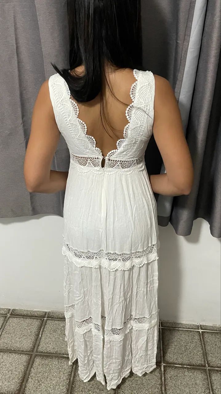 Vestido branco com renda - Tam 36 / P - Foto 4