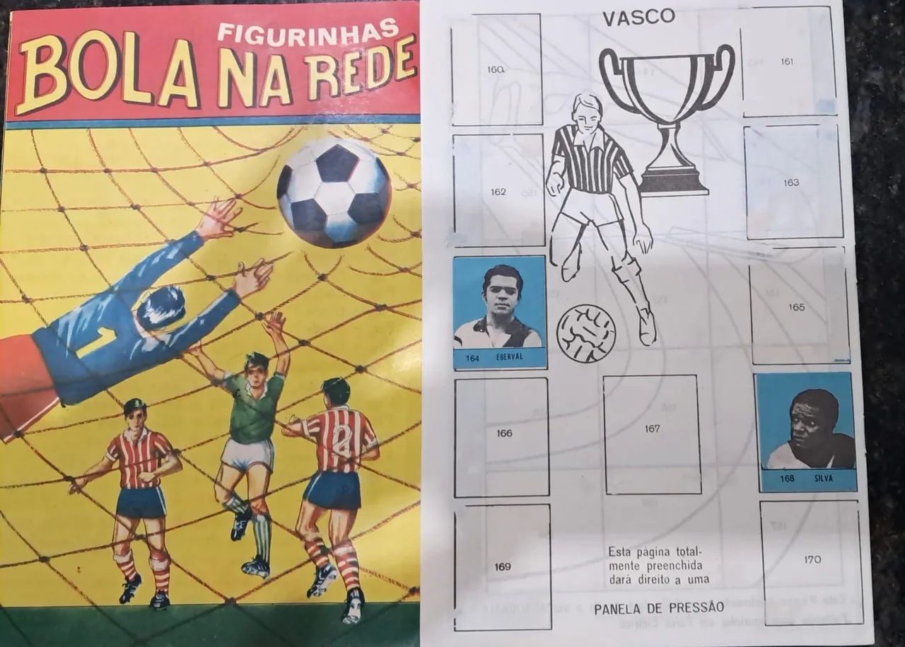 Página do Álbum Bola na Rede 1972 com 2 figurinhas VASCO 
