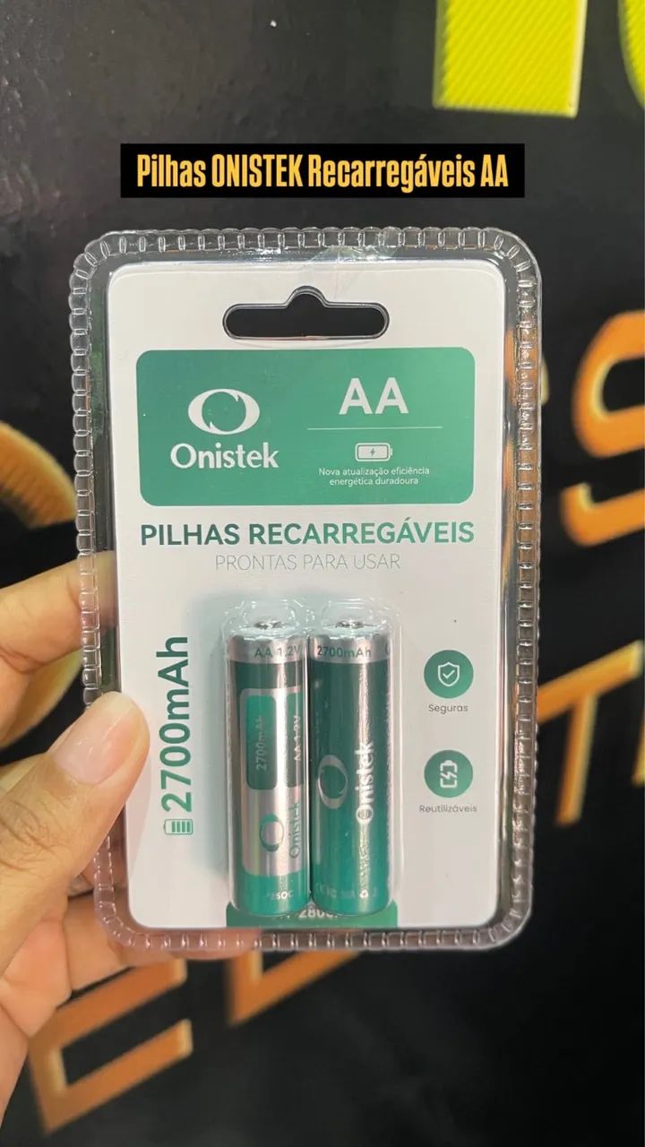 2 Pilhas Recarregáveis Onistek AA 2700mAh.  