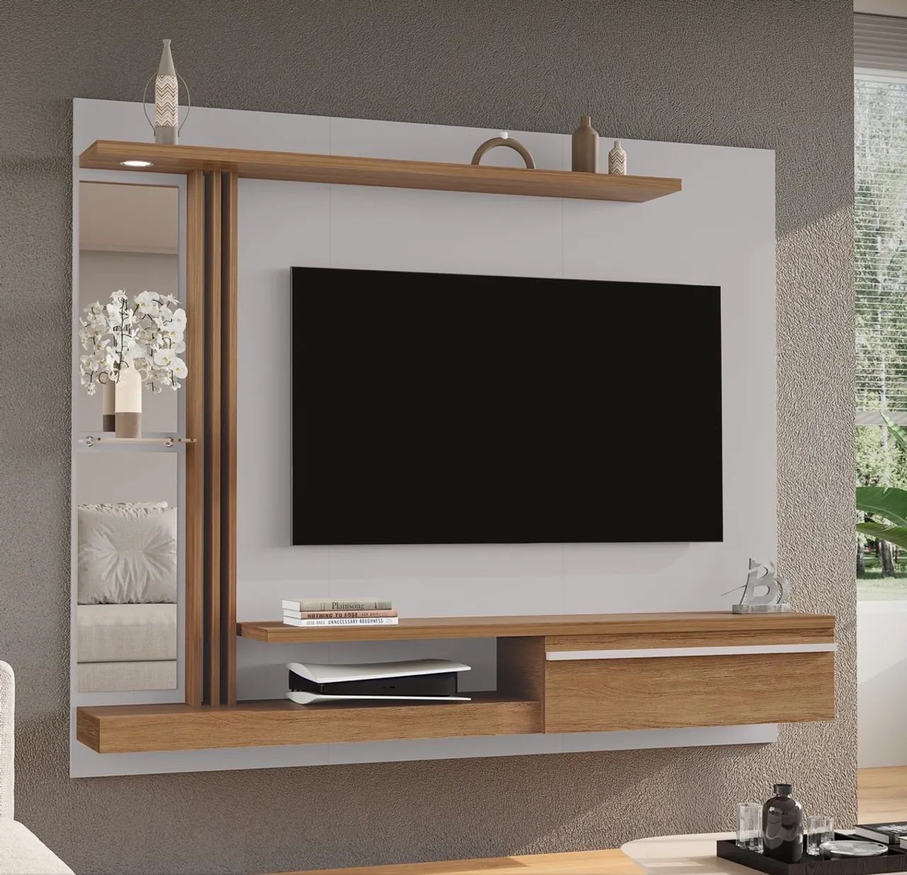 Painel Sala Vitra 161 Off White e Cinamomo
