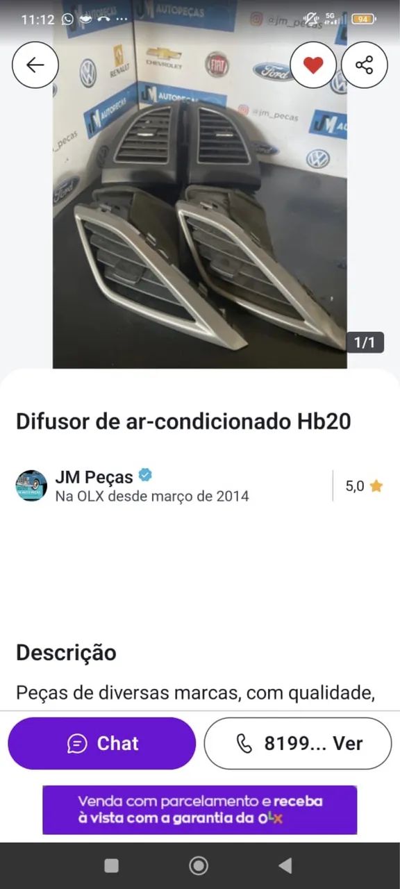 Difusor central hb20