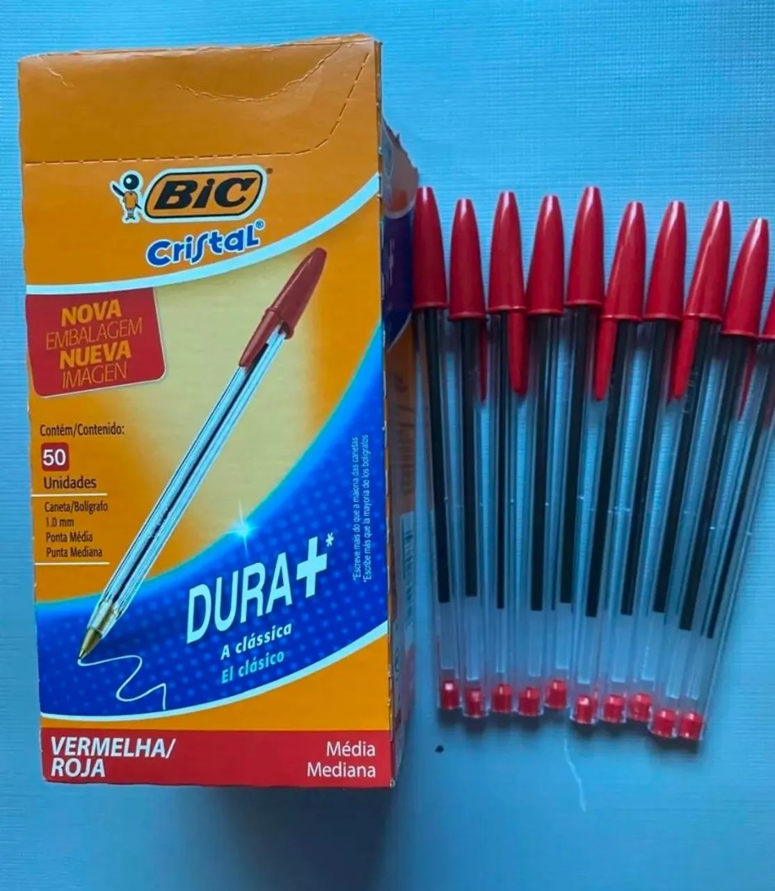 Kit Canetas Bic Cristal Vermelhas com 10 pecas