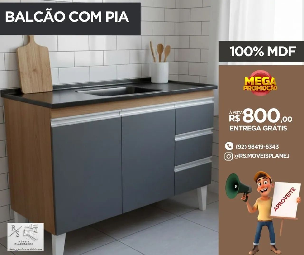 Balcão com pia inox  - Foto 4