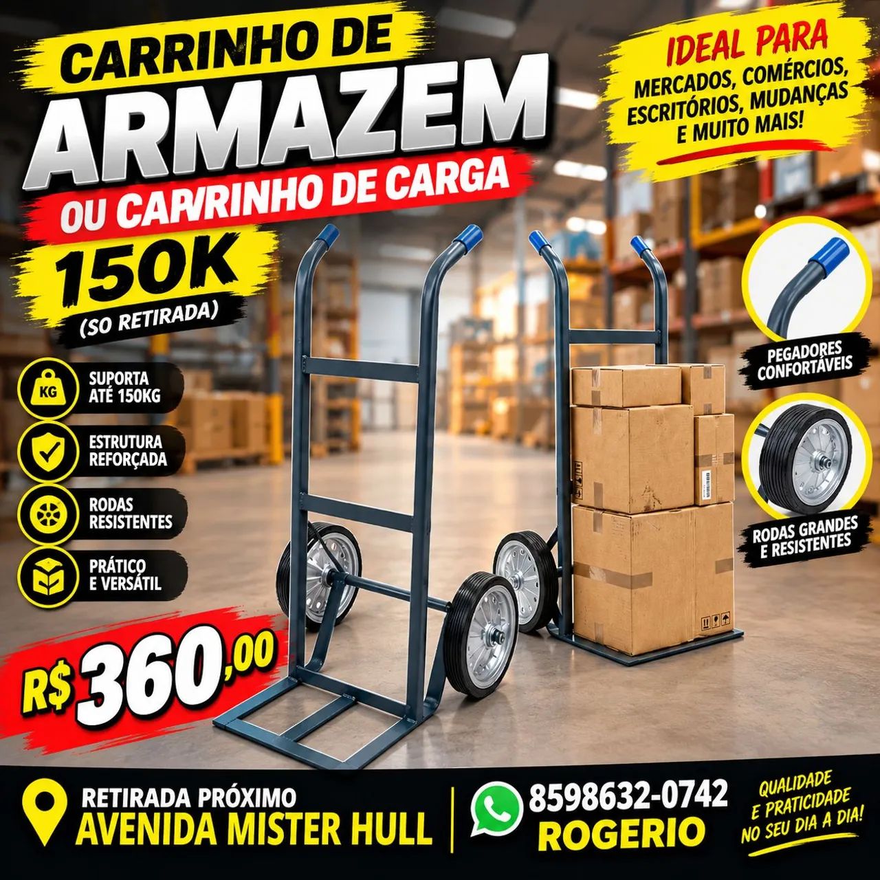 CARRINHO DE ARMAZEM 150KG 