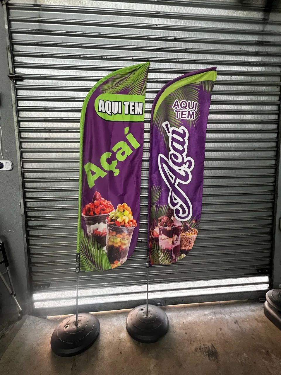 Wind banner açaí - Wind banner completo- Wind banner tecido,haste e base - Foto 4