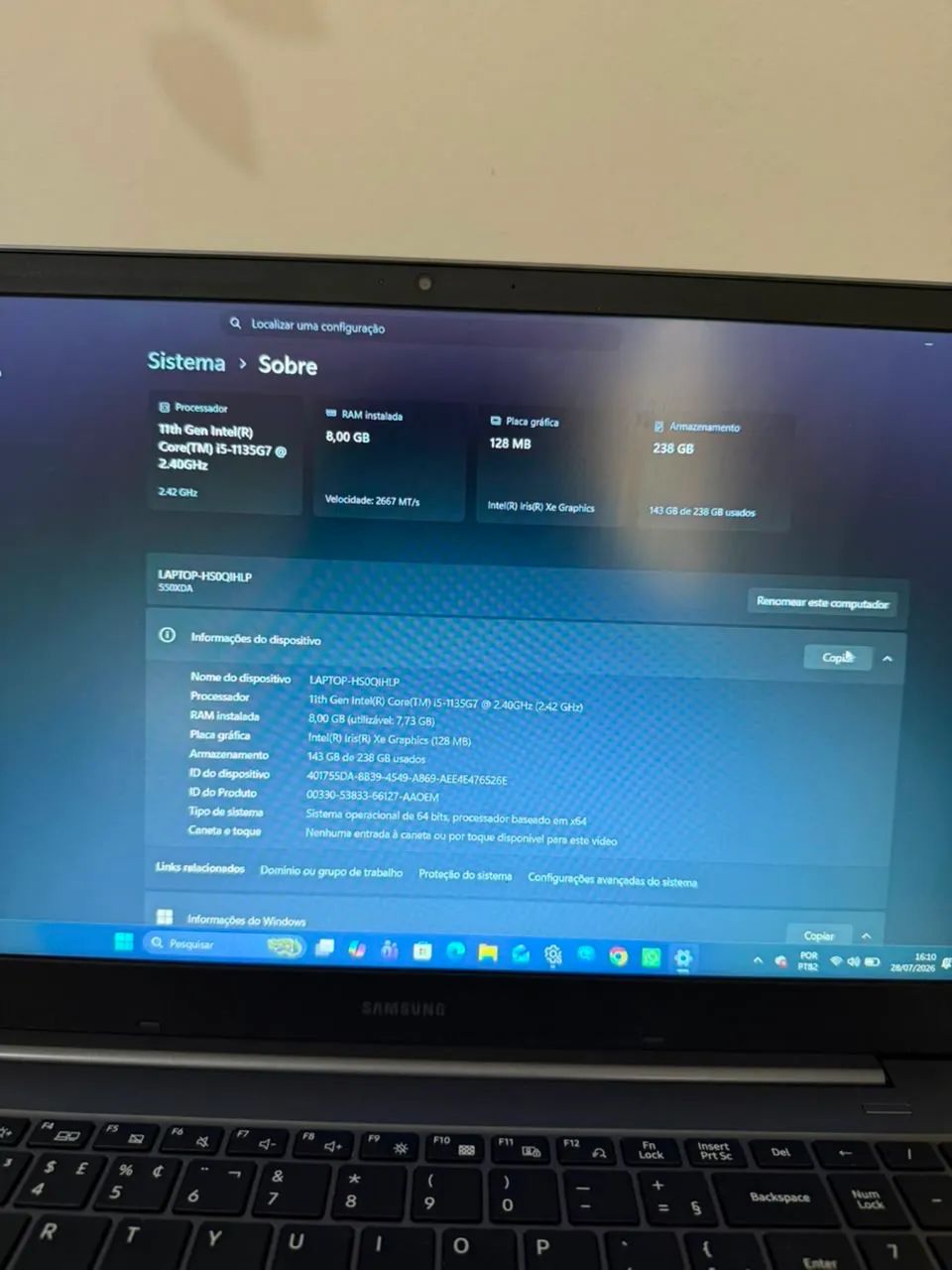 Notebook Samsung i5 11° 8gb 256Gb  - Foto 3