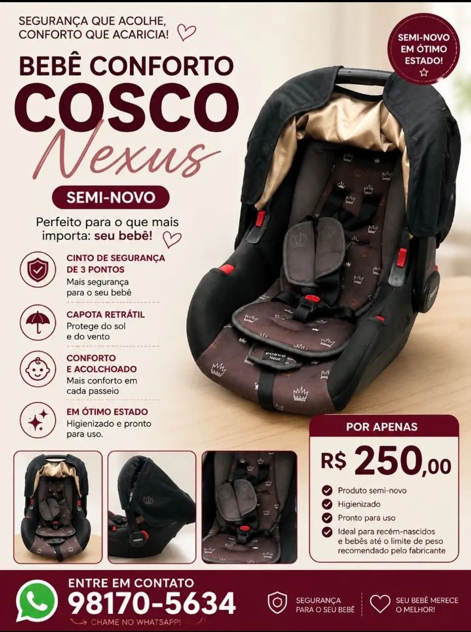 Vendo bebê conforto da marca cosco