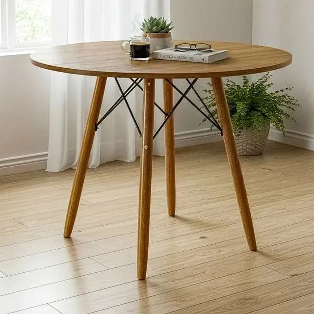Mesa eames cor freijo com 70 cm de diametro super outlet