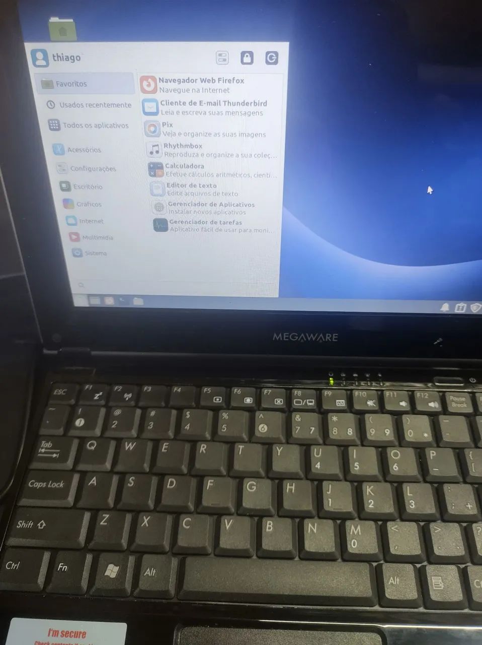 Notebook Megaware pequeno funcionando. - Foto 2