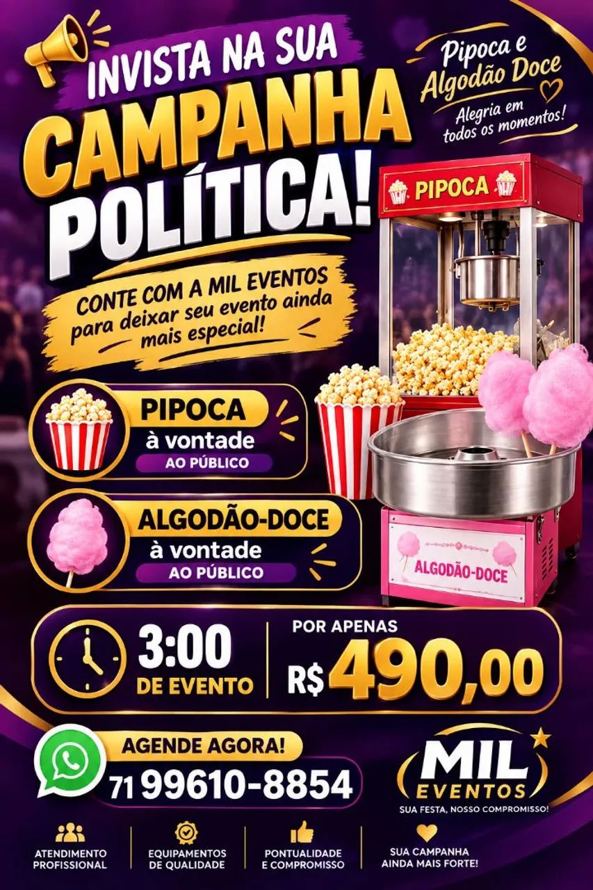 Algodão doce e pipoca