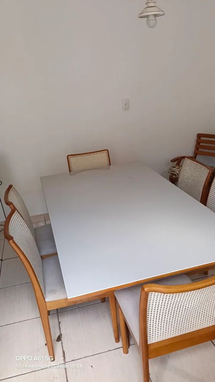Mesa tampo de vidro 6 lugares  - Foto 5