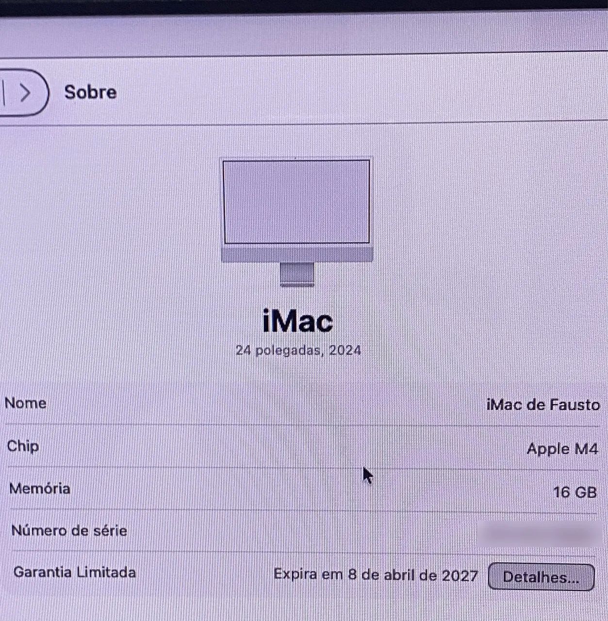 iMac 24" 2024 - M4, 16GB RAM, 256GB SSD - Prata - Garantia até 2027 - Foto 3