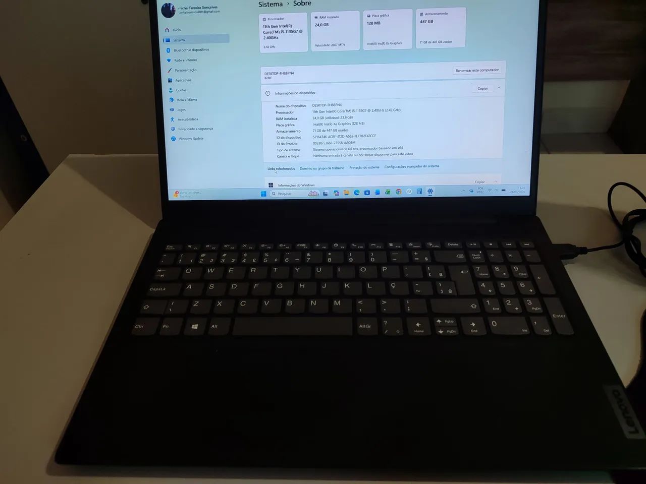 Notebook V15 G2 11ª Geração 24GB RAM - Foto 5