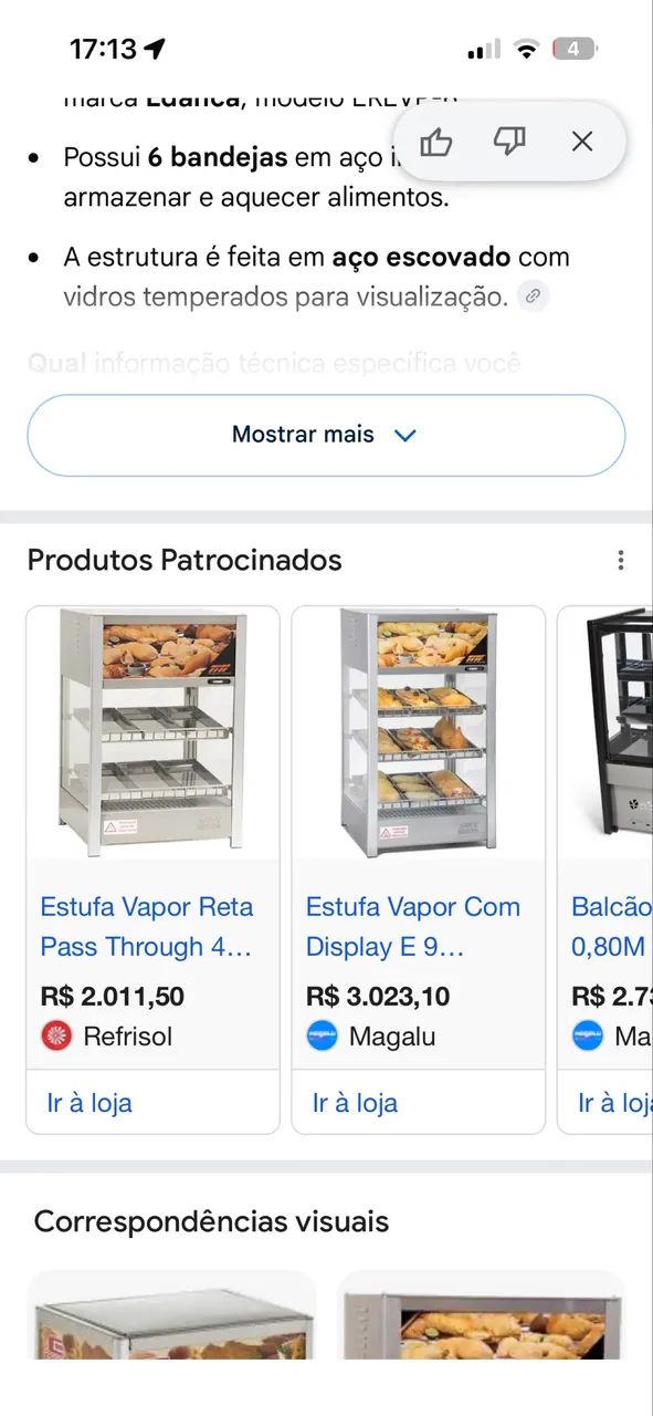 Estufa de salagados 