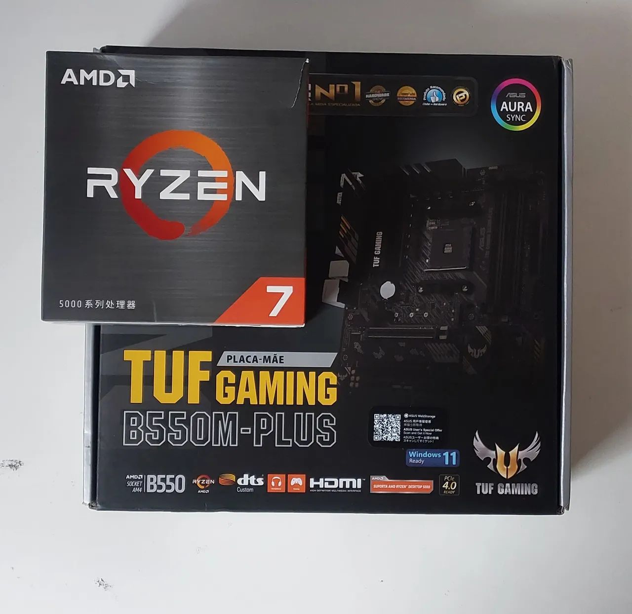 Kit AMD Ryzen 7 5700X + Asus Tuf B550m-plus Gaming - Peças de