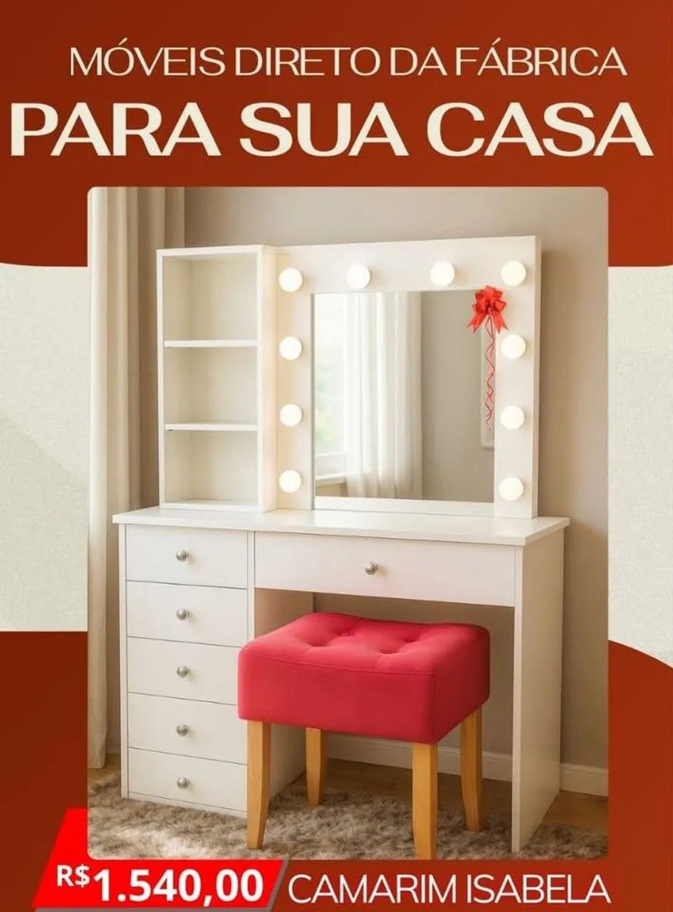 Promoção camarim Isabela com banqueta grátis 