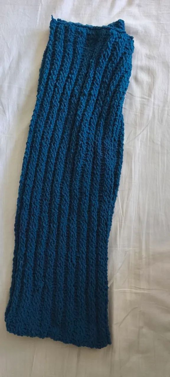 Cachecol Artesanal Azul Puro - Foto 3