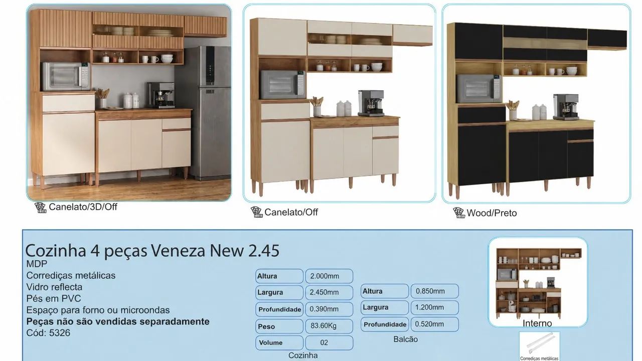 KIT *COZINHA 4 PEÇAS VENEZA NEW  