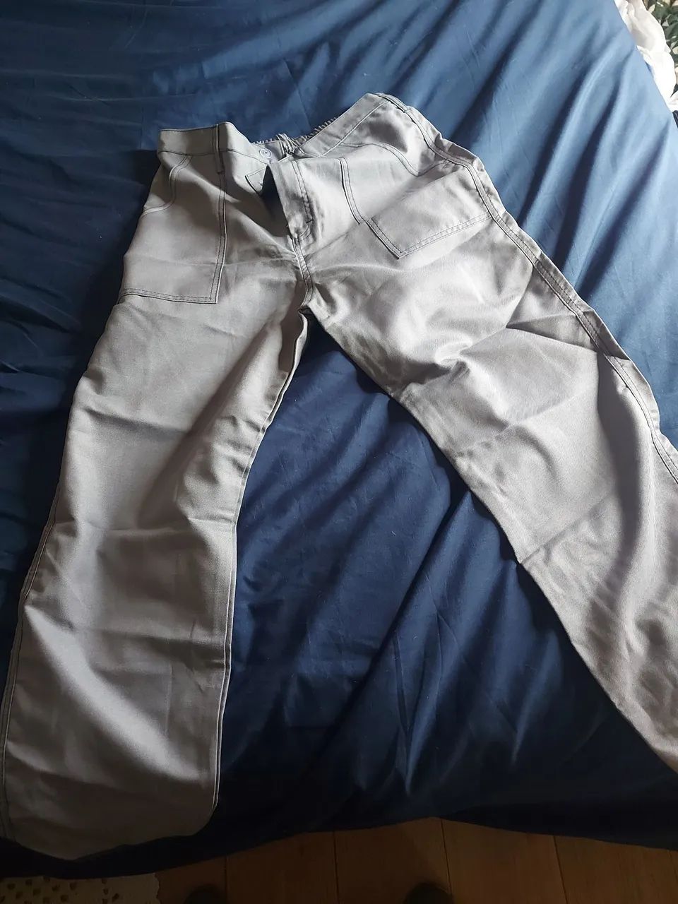 Calça De Brim 1/2 Elástico Cinza Uniforme Profissional  - Foto 2