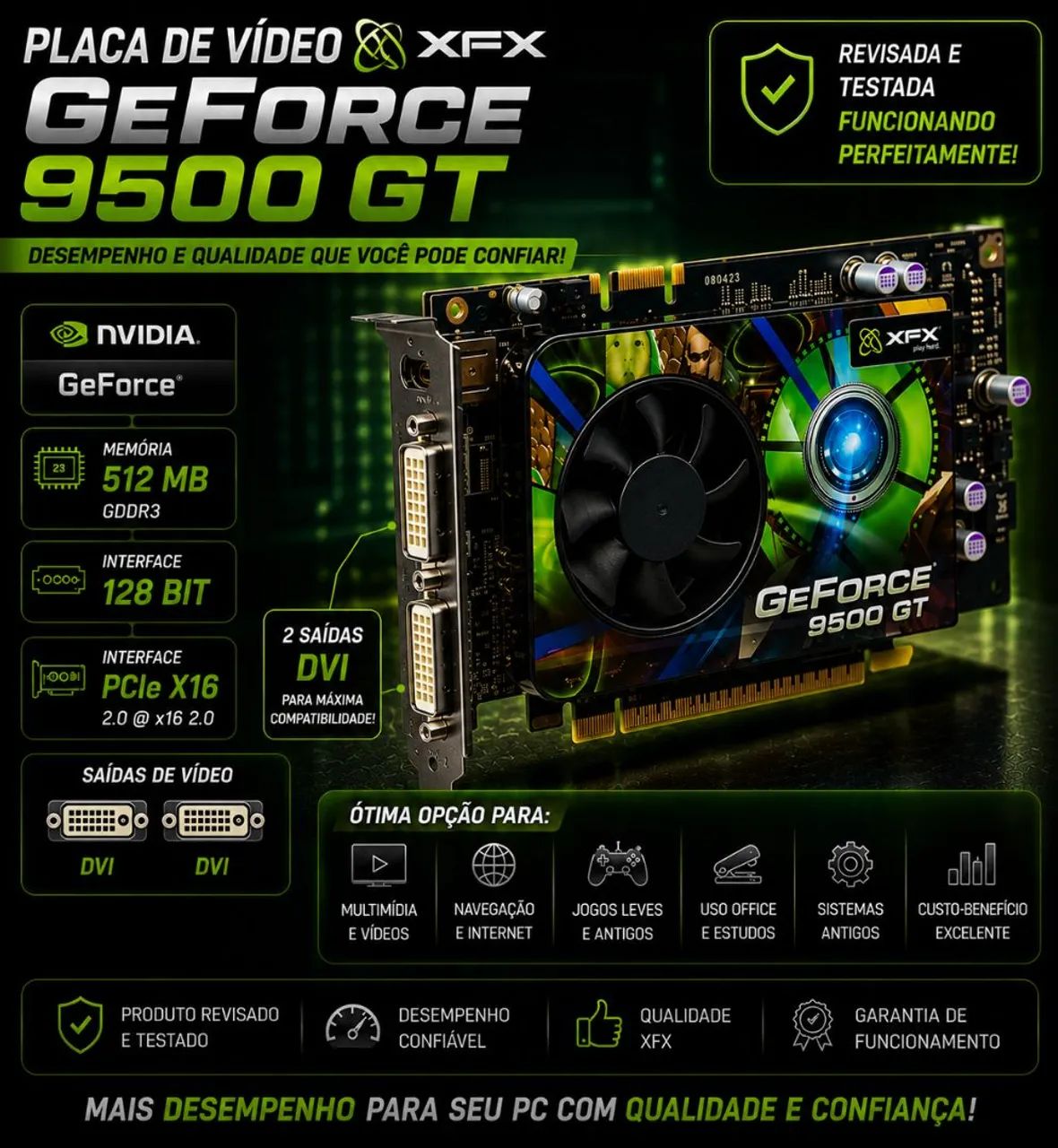 Placa de vídeo XFX NVidia GeForce 9500 GT