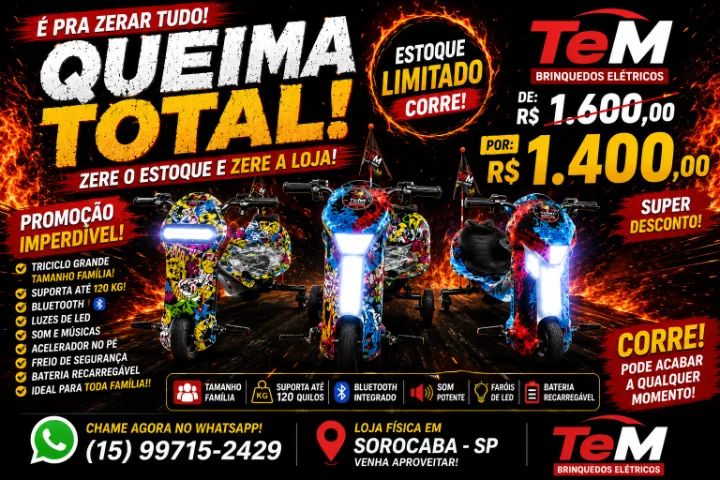  TeM Mega Store | Carrinhos Elétricos Infantis | Venda e Locação - Foto 3