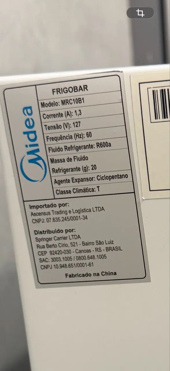 Frigobar Midea 93l