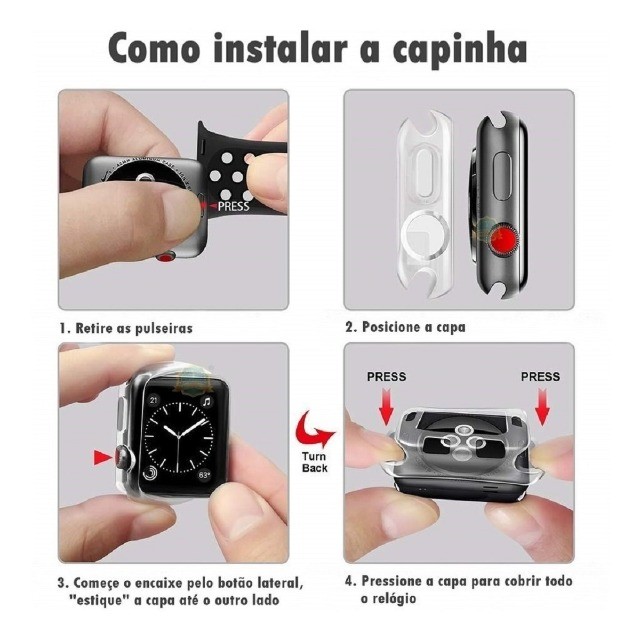 Capinha Case Relógio Apple Watch 40mm E 44mm Capa Bumper 360 – Facily