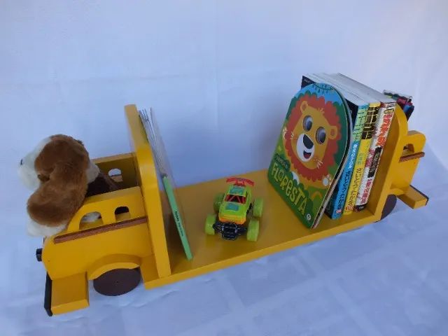 Porta Livros Onibus Escolar com porta lapis para crianças