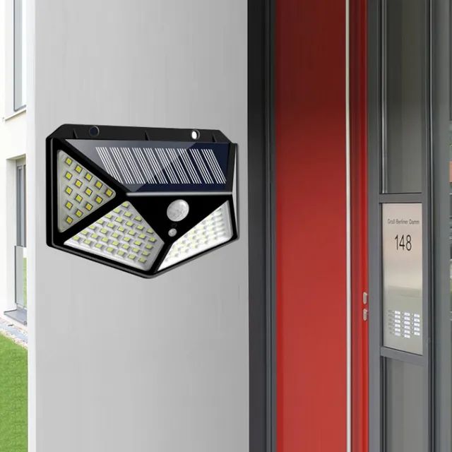 Luminária Solar 100 Leds Com Sensor Presença Sem Fio Uso Interno e Externa 3 Modos