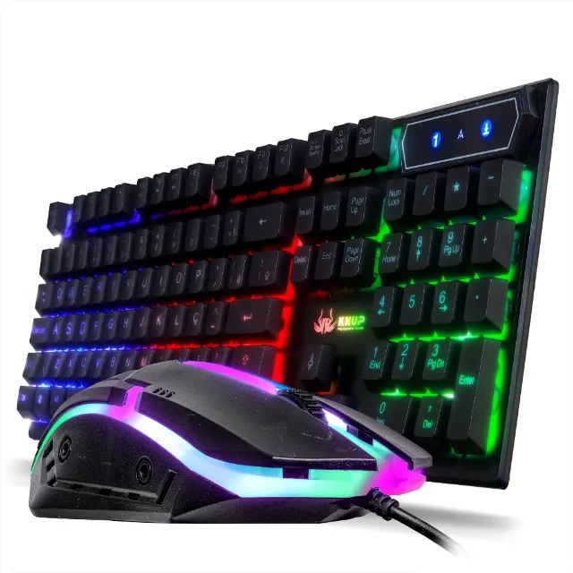 Kit Teclado E Mouse Gamer Com Luzes Led Rgb Computador Notebook PC - Foto 2