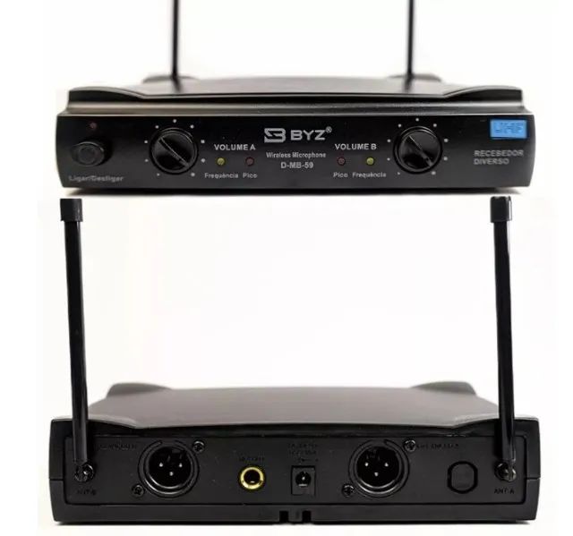 Microfone Duplo Sem Fio Wireless UHF 50M Profissio Karaoke Show Evento Igreja Palestra BYZ - Foto 3