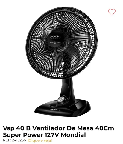 Ventilador de mesa mondial turbo vsp 40 cm 6 pás 110v