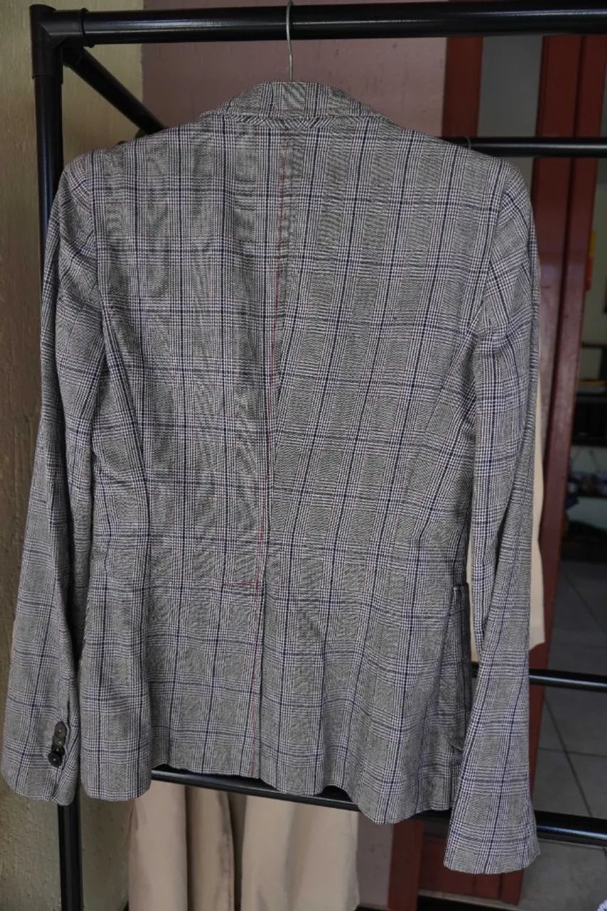 blazer italiano linho xadrez pinko - Foto 4