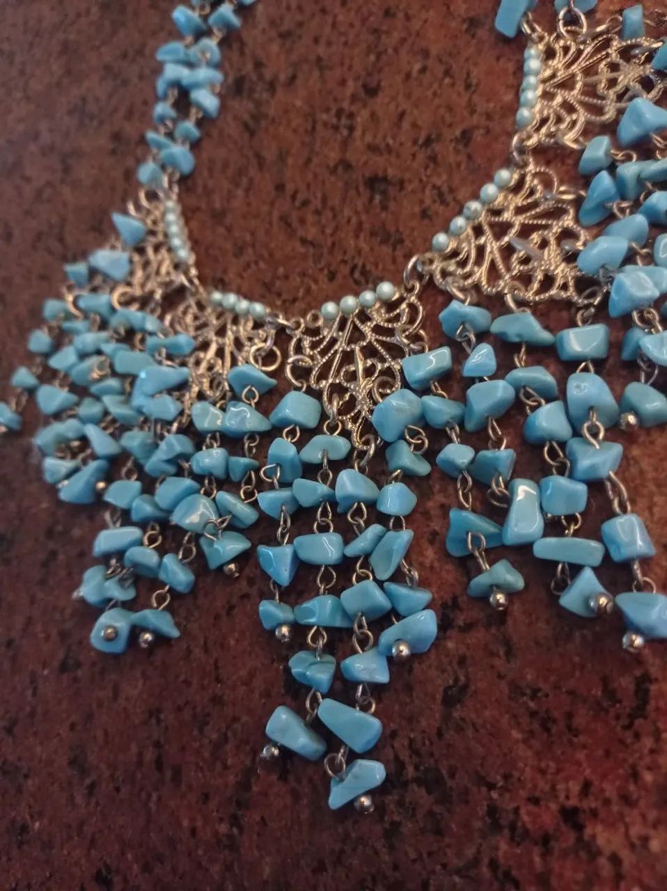 Colar de pedras turquesa com design exclusivo - Foto 2